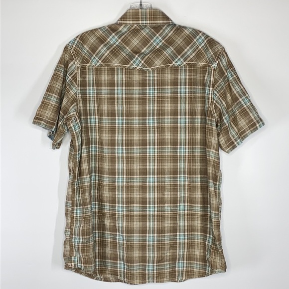 Ecoths Brown Short Sleeve Button Up Shirt Organic Cotton Size Medium - Picture 2 of 5